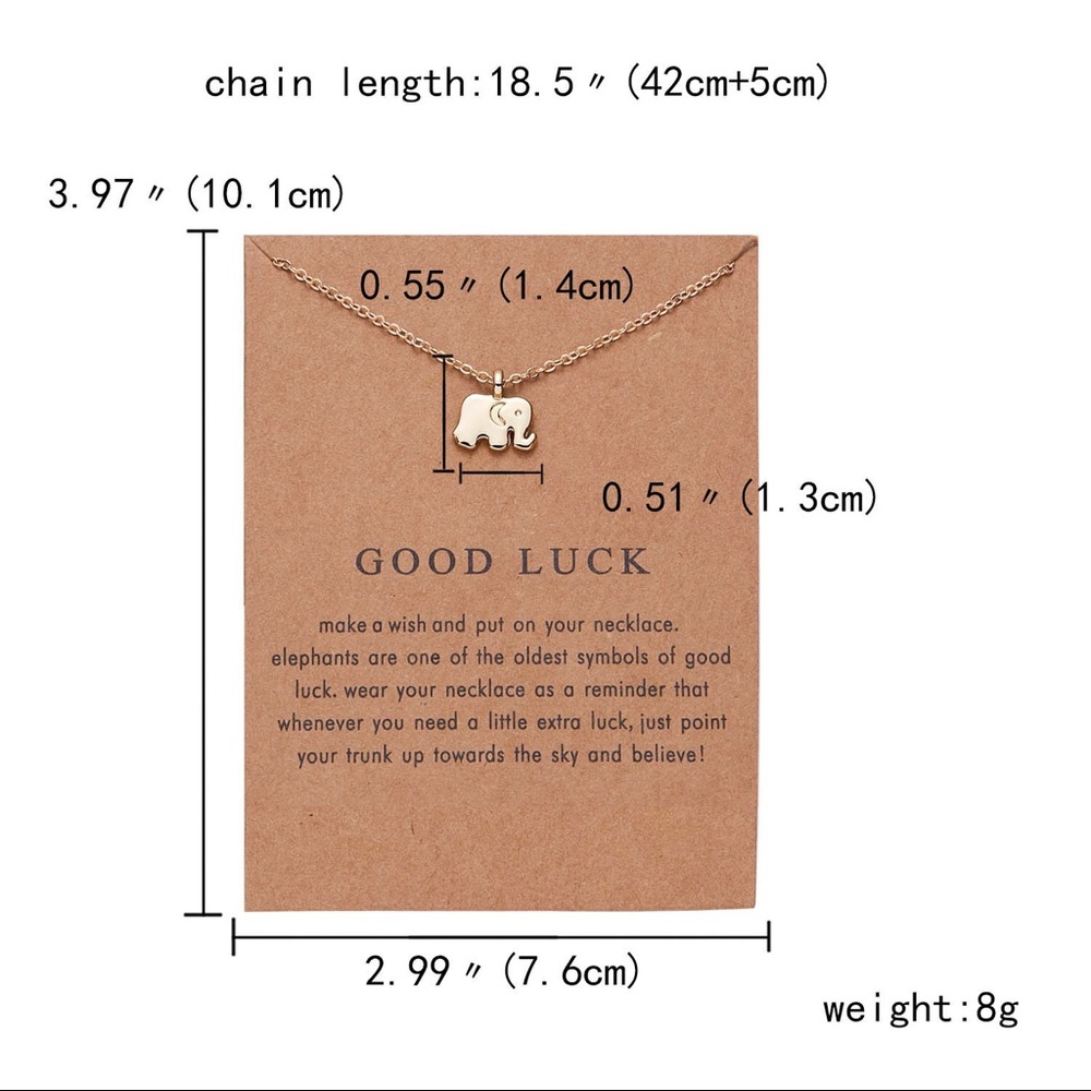 “Good Luck” Inspirational Elephant Necklace - Picture 2 of 6